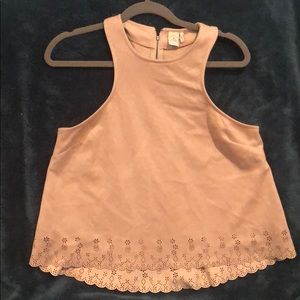 Faux Suede Laser Cut Racerback Top || Zipper Back